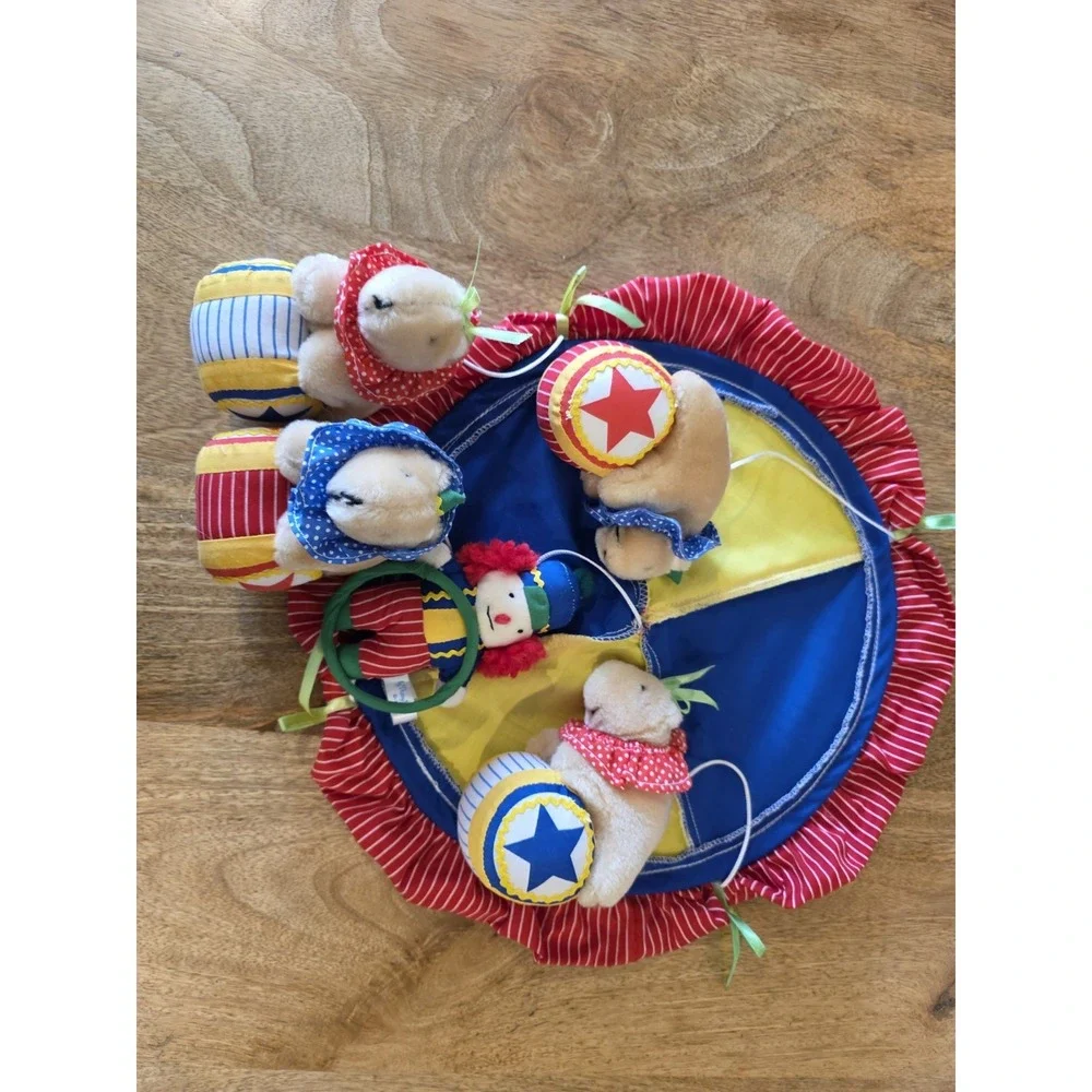 Vintage 90s Baby Decor Nursury Mobile Diaper Sack Circus Primary Colors